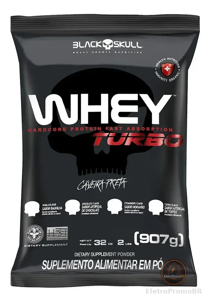 Turbo Whey Protein Nutri Isolado E Concentrado Caveira Preta Sabor Baunilha