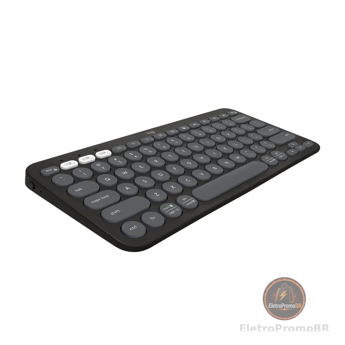Teclado sem fio Logitech Pebble Keys 2 K380s com Conexão Bluetooth Easy-Switch e Pilha Inclusa - Compatível com PC, Mac, Chrome OS, Android, iOS e Apple TV, Layout US - Grafite
