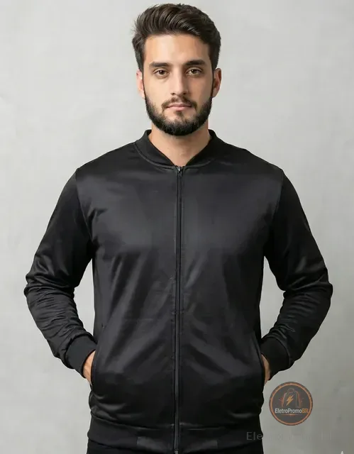 Jaqueta Masculina Bomber Chimpa Com Zíper E Bolsos
