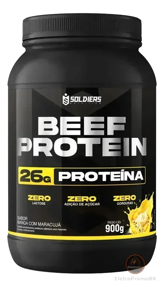 Proteína Beef Protein Zero Lactose Suplemento Alimentar Em Pó Manga Com Maracujá 900g - Soldiers Nutrition
