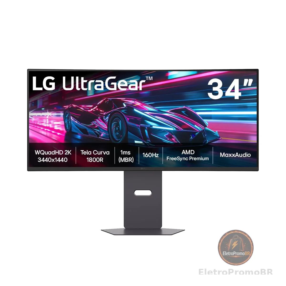 Monitor Gamer LG UltraGear™ Curvo 34G600A-B 34" QuadHD 2K, UltraWide 1800R, 160Hz, 1ms (MBR), AMD FreeSync™ Premium, HDR10, MaxxAudio