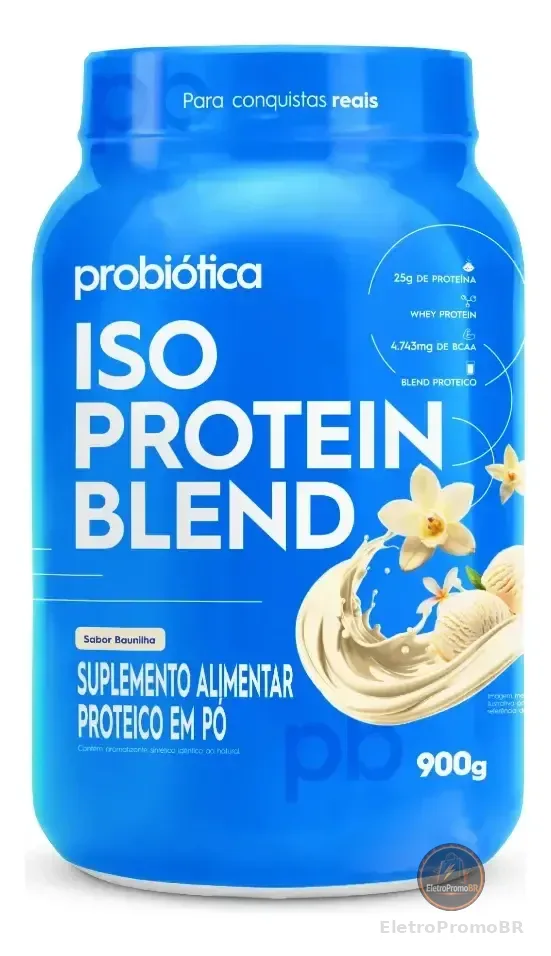 Whey Protein 900g Iso Blend Protein Probiótica Baunilha Blend de Proteínas
