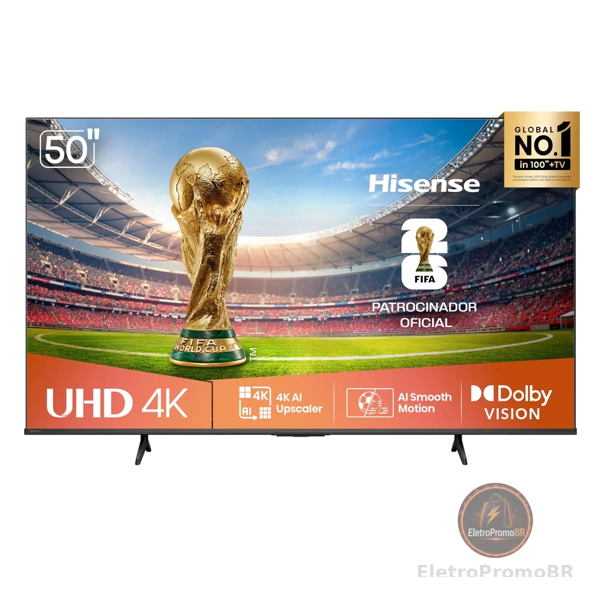 Hisense Smart TV 4K 50" Polegadas 50A6NV com Dolby Vision, HDR10, HLG, Dolby Gaming, Film Maker, DTS Virtual X, Compatibilidade Alexa e Google Home