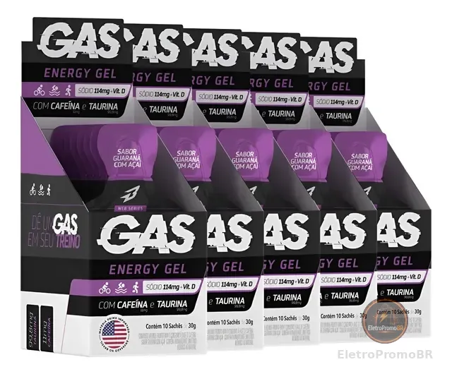 Kit 5x Gas Carbo Gel Repositor Energético 50 Sachês