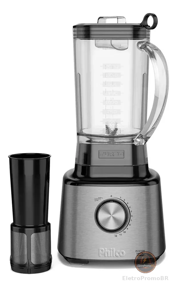 Liquidificador Philco Plq2100pi 12 + Turbo 3l 1200w Cor Prateado
