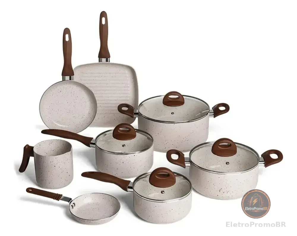 Conj de Panelas 8 Peças Ceramic Life Smart Plus Vanilla - Brinox