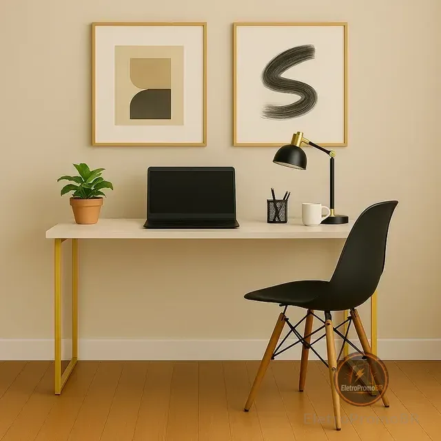 Escrivaninha Industrial 110cm  Mesa Estudo Aparador Pés Aço
