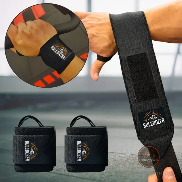 Par de Munhequeira Elástica Pro Compressão Ajustável para Musculação