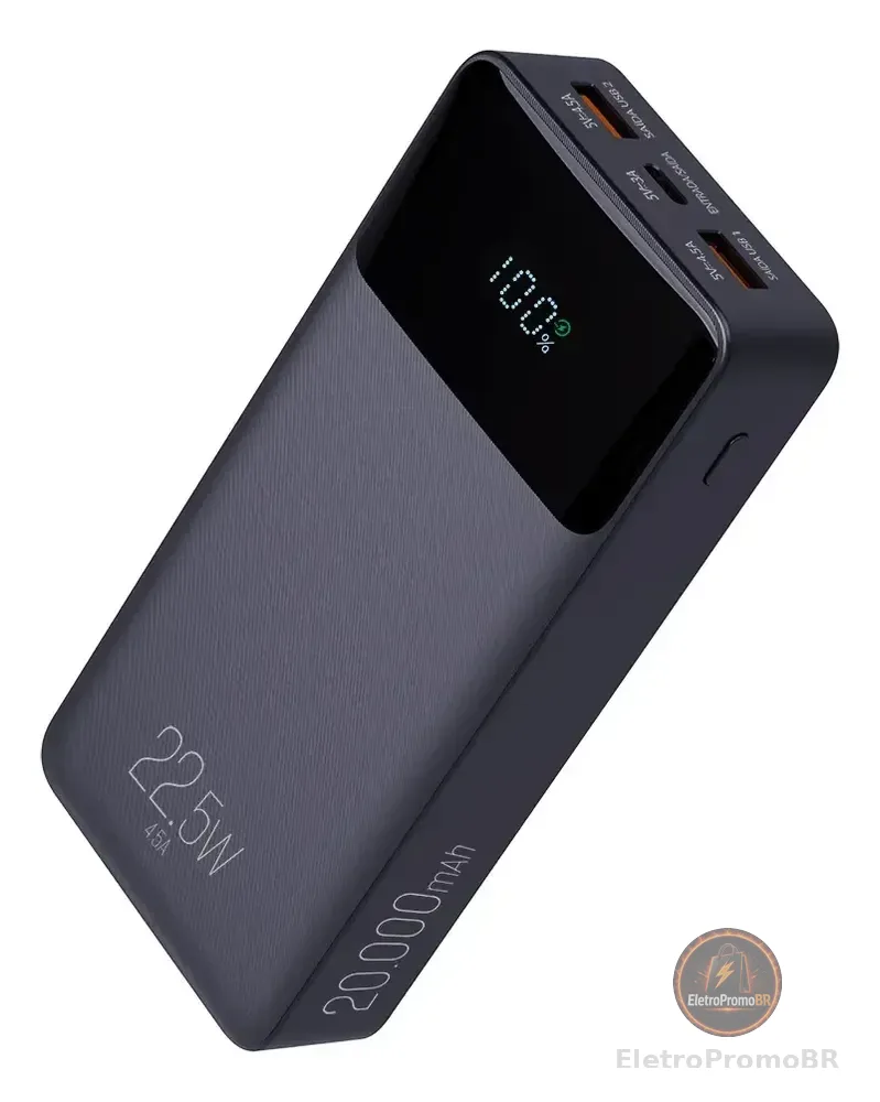 Power Bank Pro 20000mah ELG Pb200bk, Bateria Portátil Univer Preto