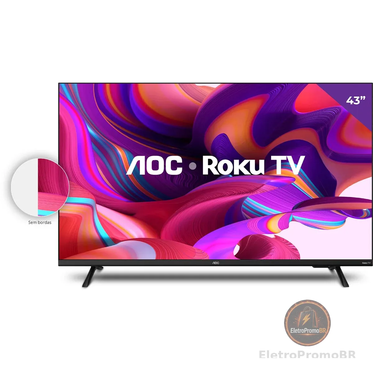 AOC 43S5135/78G - Smart TV LED 43" Full HD, Design sem bordas, Wifi, Conversor Digital, USB, HDMI