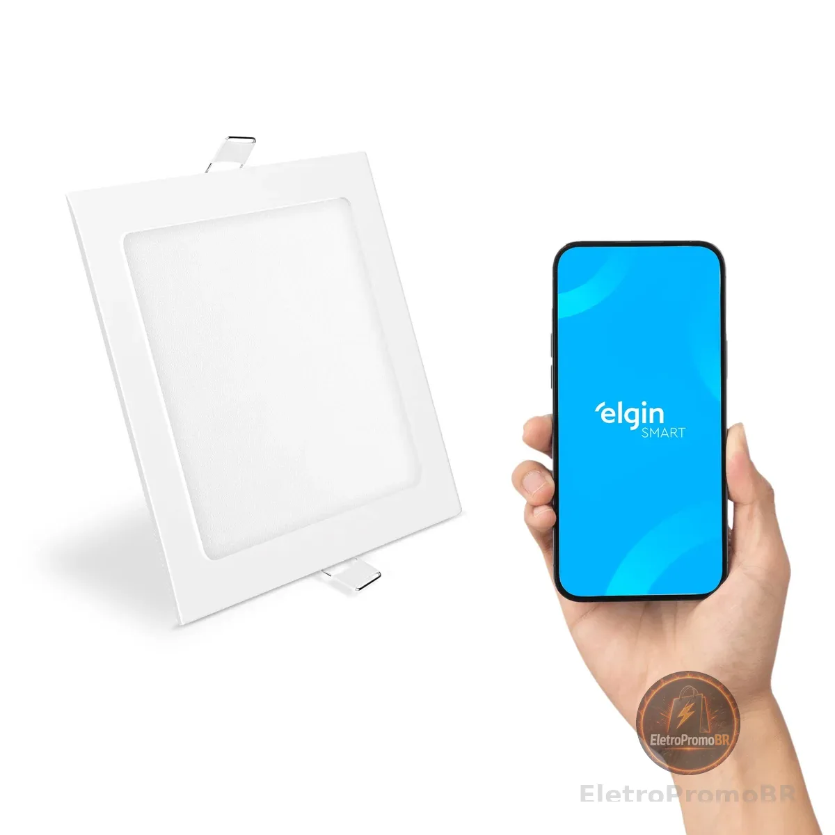 Luminária Inteligente 24W 3000-6500k Wifi Elgin Quadrada de Embutir compatível com Alexa e Google Home