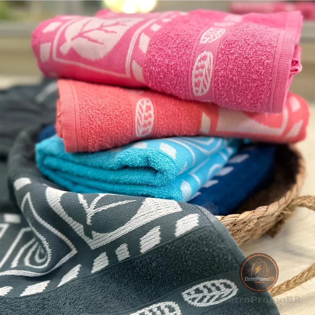 Kit 5 Toalha Gigante Macia 70 x 140 cm Alta Absorção Jogo Toalha de Banho Cores Sortidas