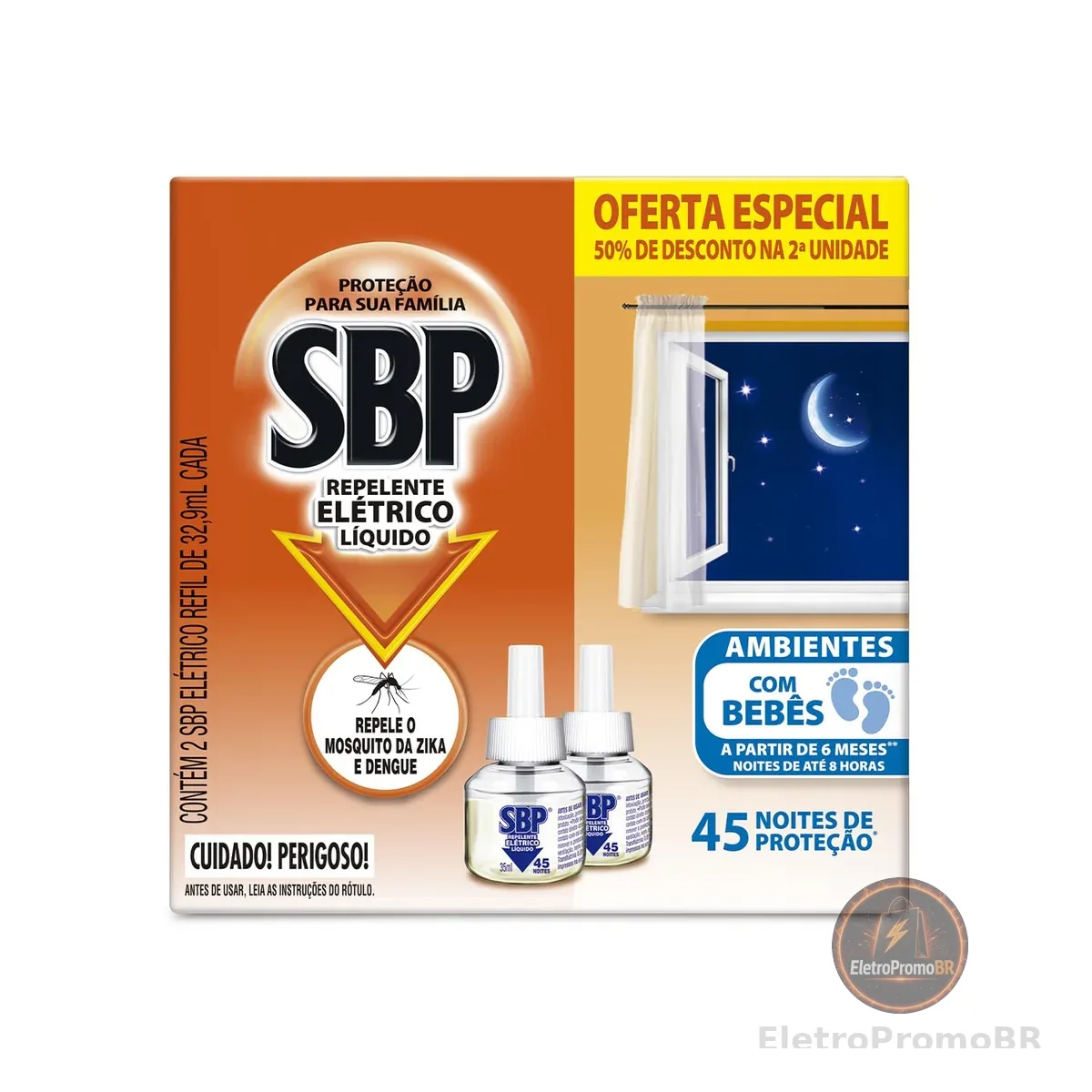 SBP Repelente Elétrico Líquido 45 Noites 50% 2ª Unidade 35Ml