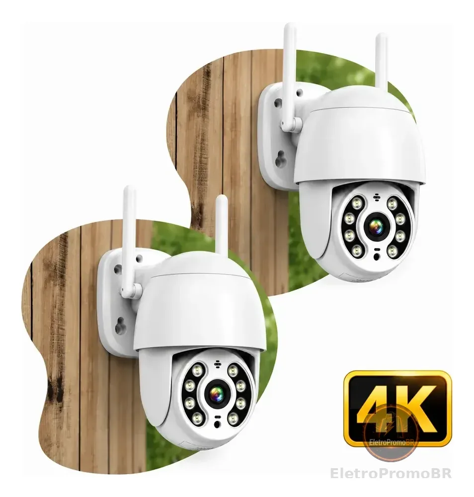2 Câmera Segurança Ip Wifi Icsee Infravermelho Prova Dágua Branco