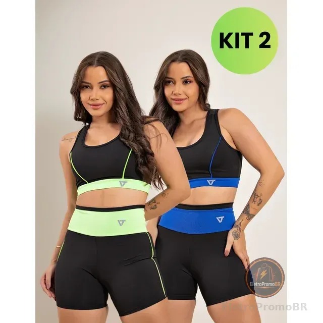 Olha esse Conjunto Fitness Feminino Top e Short de Academia que achei