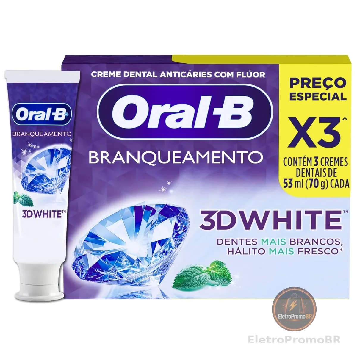 Oral-B Pasta de Dente 3D White Brilliant Fresh, 3 Unidades de 70 g