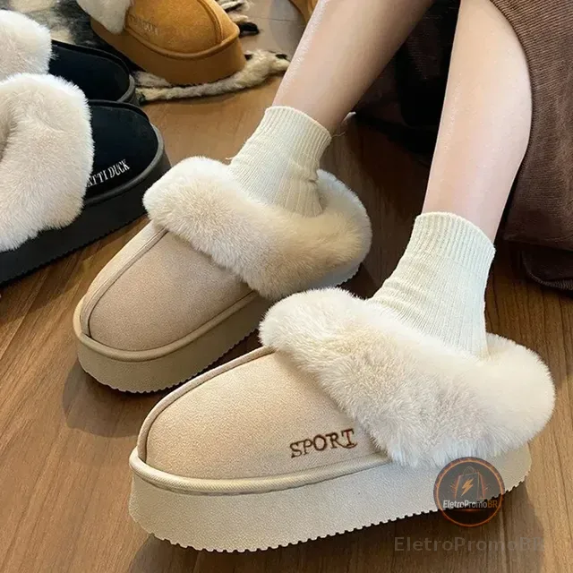 Pantufa Adultol Peluciada Térmica Inverno Confortável Luxo