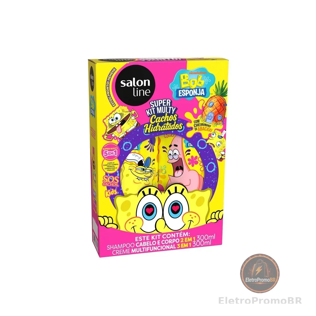 Kit Shampoo 300ml + Creme Multifuncional 300ml SOS Cachos Bob Esponja