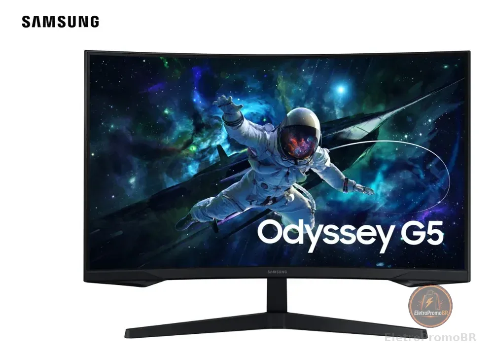 Monitor Gamer Samsung Odyssey G5, 32 ,qhd, 165hz,1ms,hdmi,dp Preto
