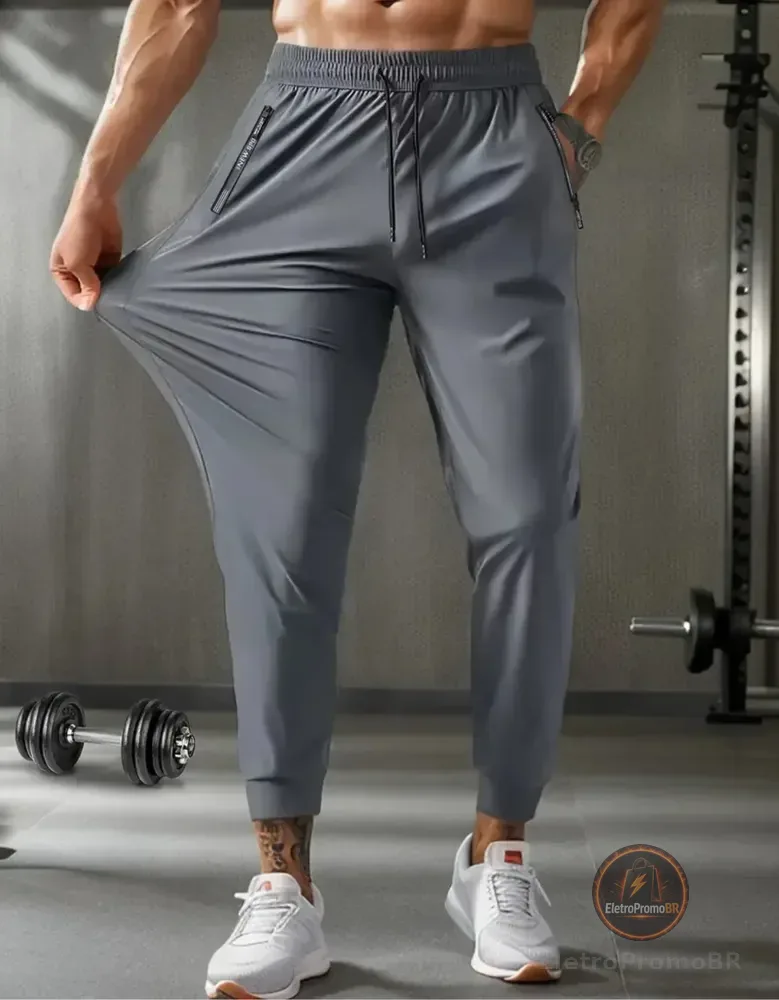 Calça Dry Fit Masculina Tecnológica Poliamida Com Elastano Cinza Dry Fit M 40/42
