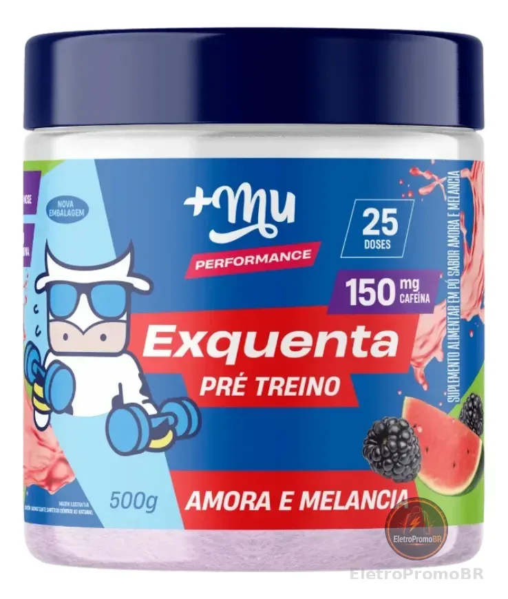 Pré-Treino Exquenta +Mu Sabor Amora e Melancia 500g Vegano e Sem Glúten