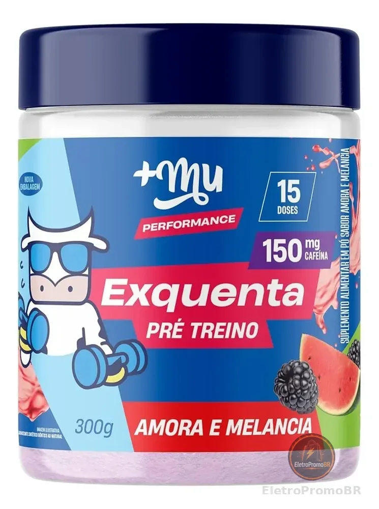 Pré-Treino +Mu Exquenta Sabor Amora e Melancia 300g Palatinose e Cafeína