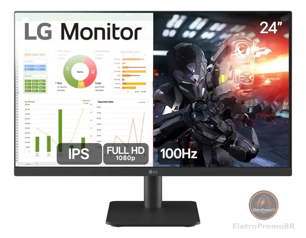 Monitor PC Gamer LG 24” IPS, Full HD, 100Hz, HDMI - 24MS500-B