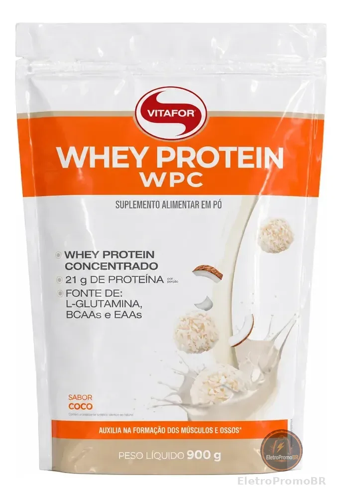 Whey Concentrado 900g Refil Vitafor 21g De Proteínas Beijinho