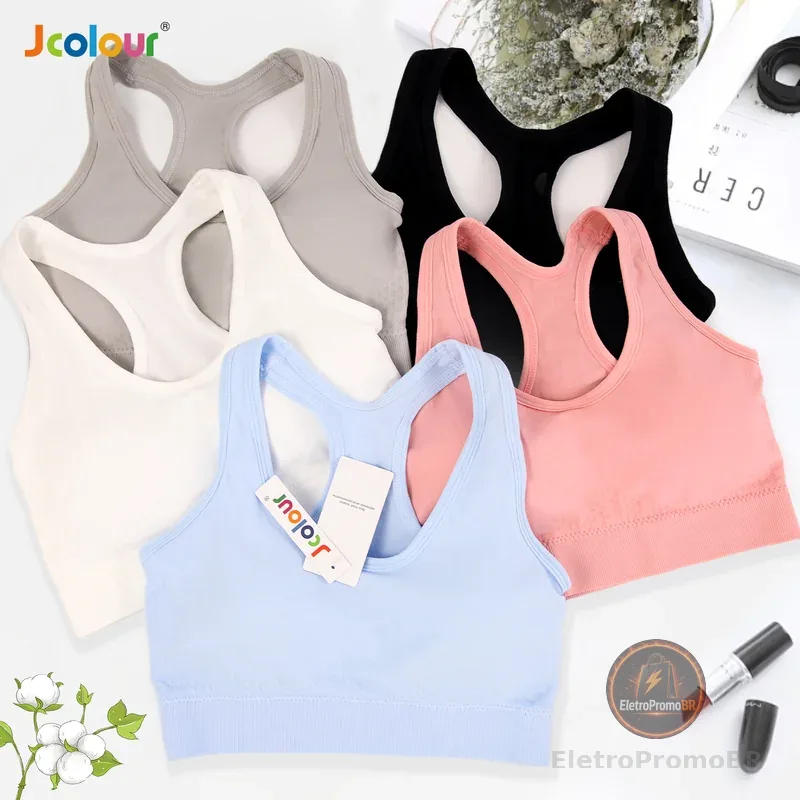 Jcolour Kit 2 Top Academia Sutiã Esportivo Fitness Sustentação Nadador Regata Adulto Lingerie