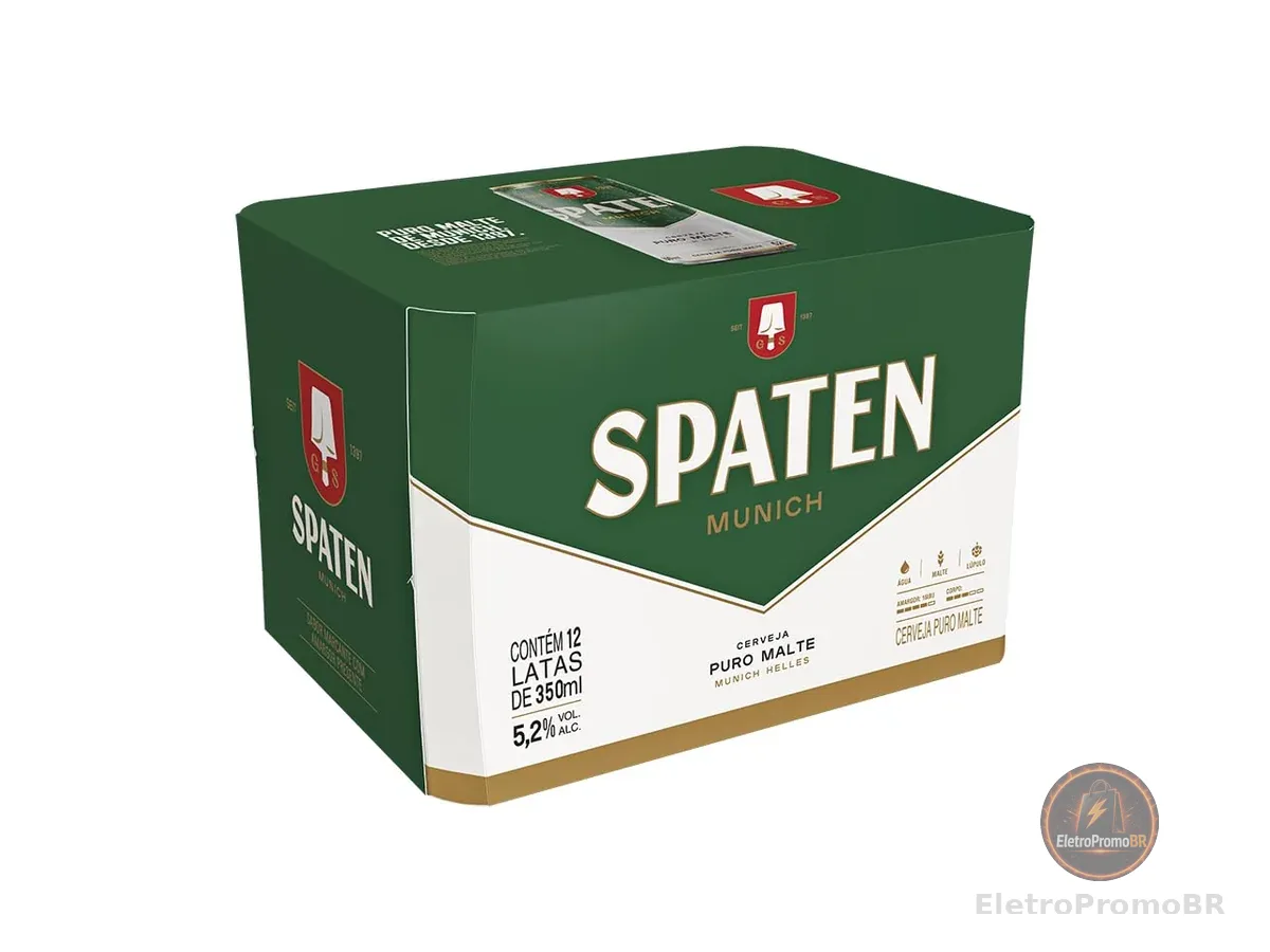 Pack Cerveja Spaten, Puro Malte, 350ml, Lata - 12 Unidades