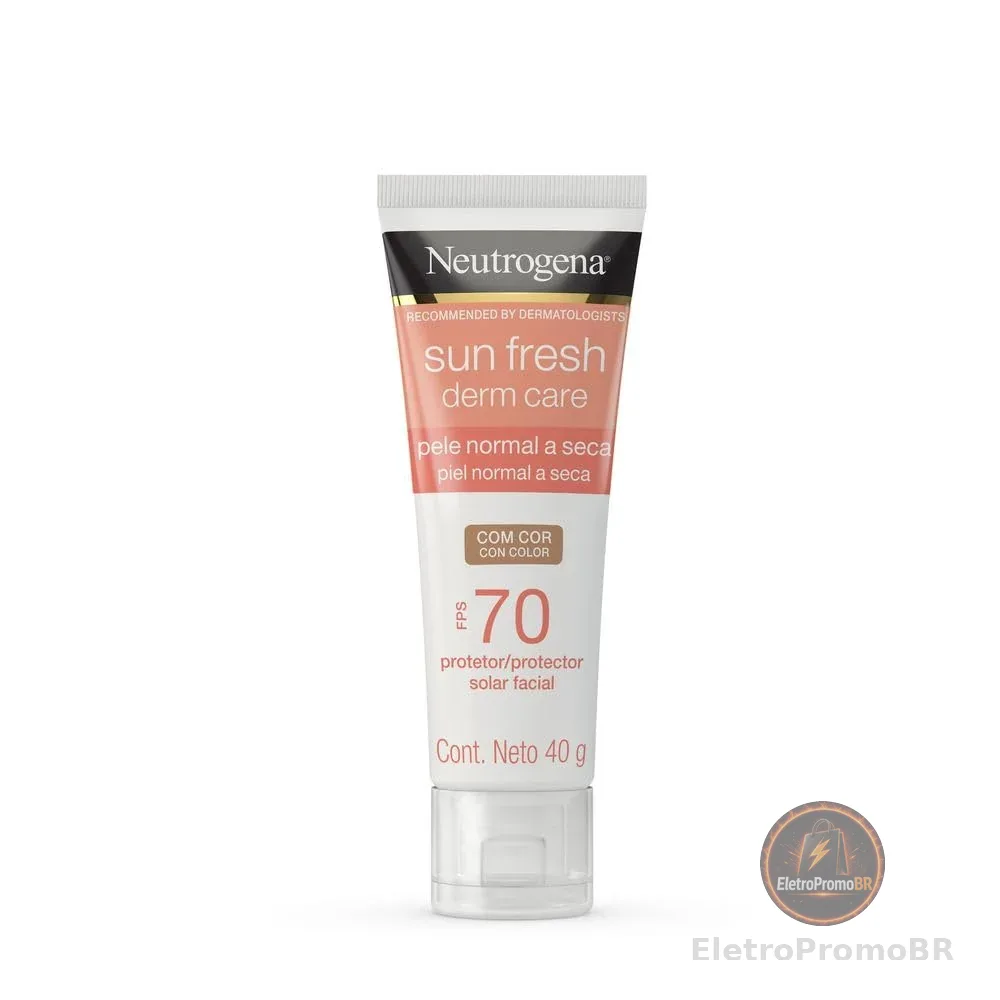 Protetor Solar Facial Para Pele Seca NEUTROGENA SUN FRESH Derm Care Com Cor FPS 70, 40g
