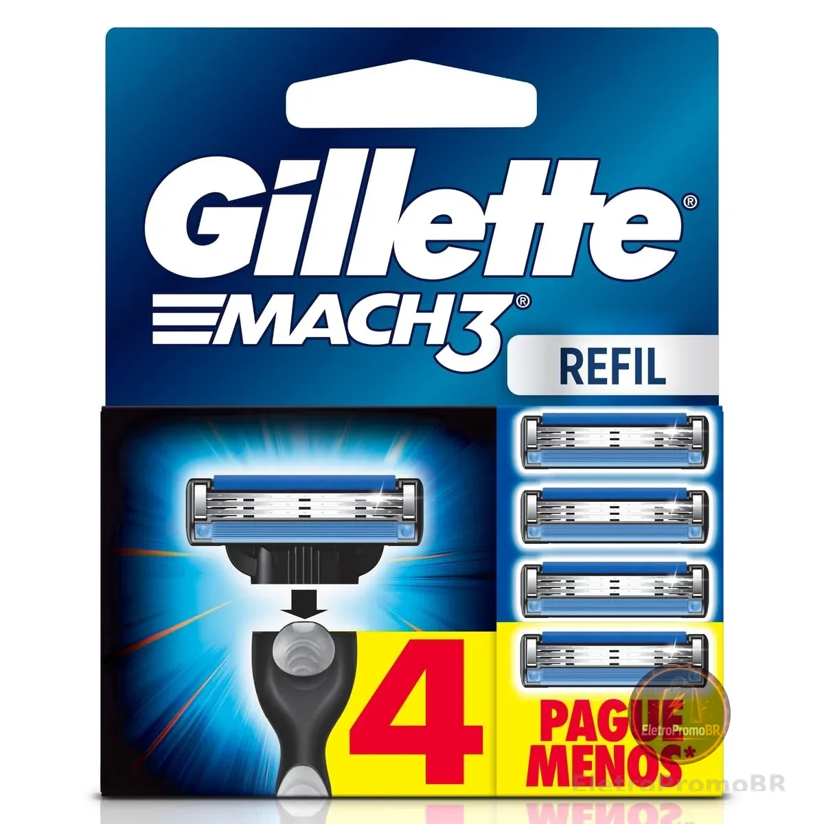 Gillette Mach3, Carga para Aparelho de Barbear com 3 Lâminas 4 Unidades