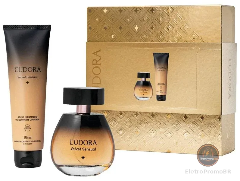 Kit Eudora Loção Desodorante Corporal 150ml e 1 Desodorante Colônia 100ml Velvet Sensual