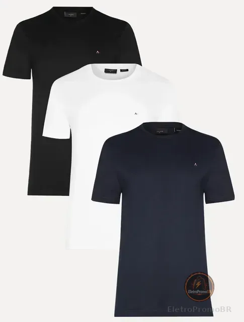 Kit Camisetas Aramis Preta/branca/azul Marinho - Original