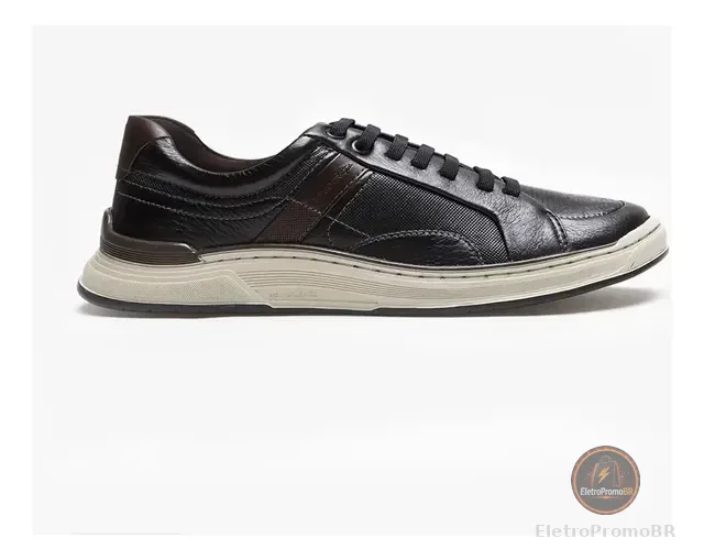 Democrata Sapatênis Denim Loop De Couro Preto