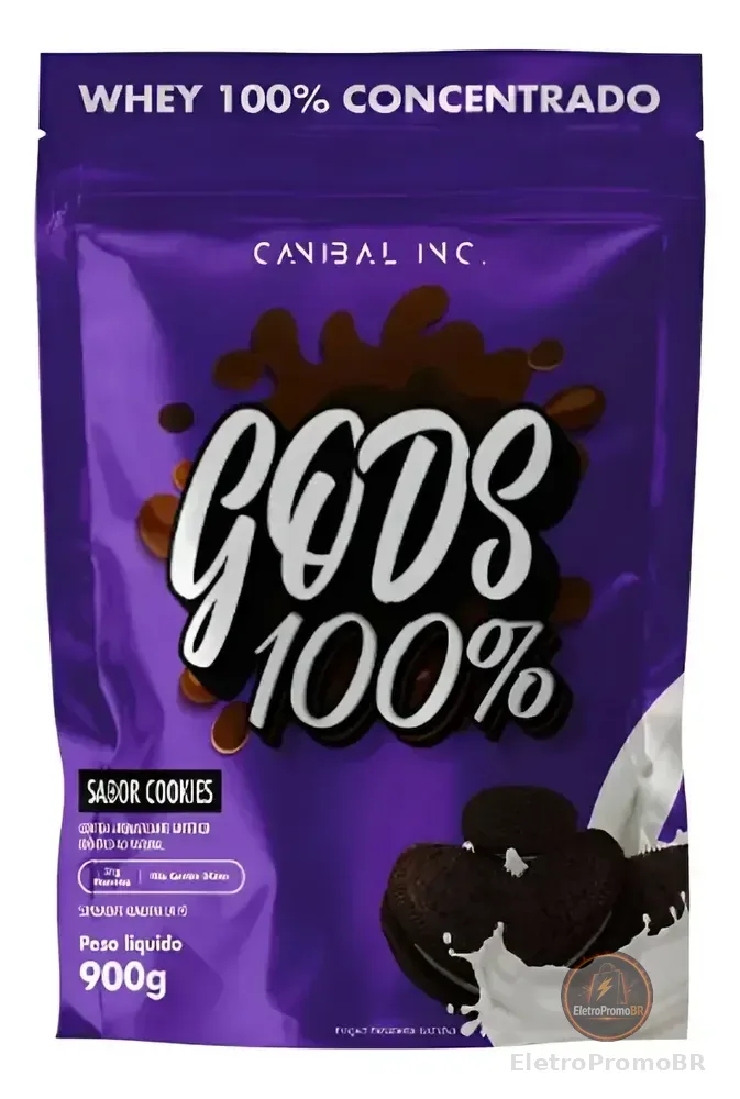 Gods Whey 100% Concentrado 900g Canibal Sabor Cookies