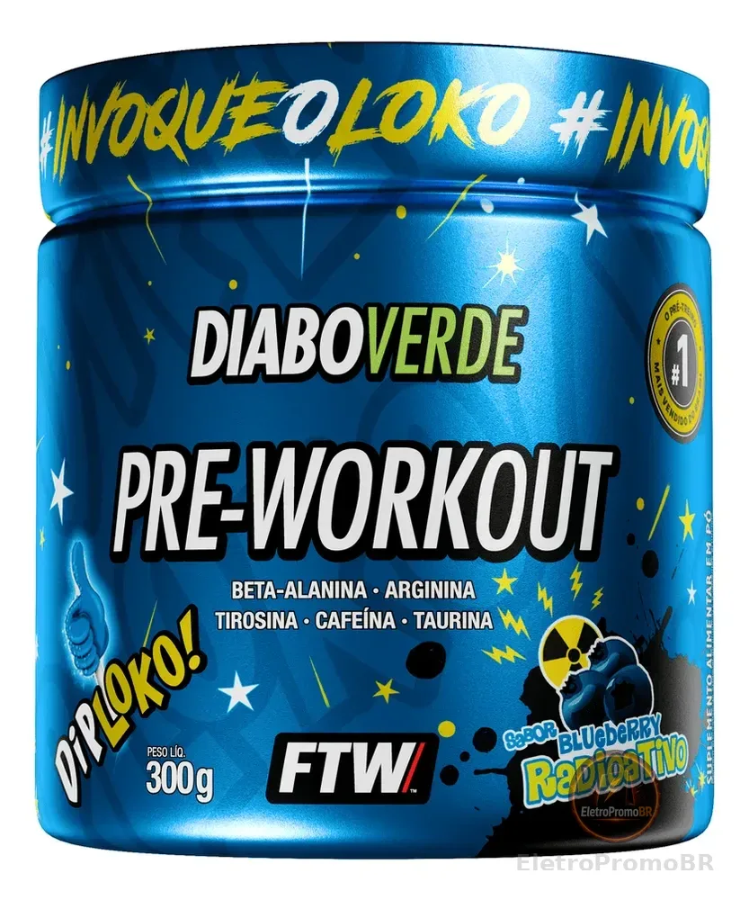 Suplemento Em Pó Pre Treino Dip Loko! Ftw - Diabo Verde Blueberry Radioativo