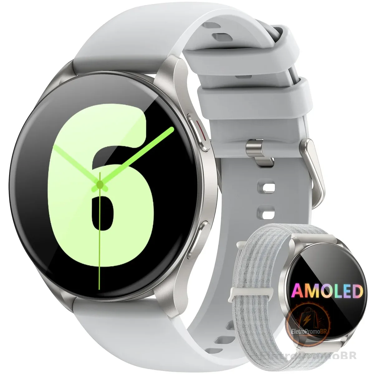 IOWODO Smartwatch Masculino e Feminino AMOLED 1.43" com Chamadas Bluetooth, Relógio Inteligente 100+ Modos Esportivos, IP68, 2 Pulseiras - Compatível iPhone/Android