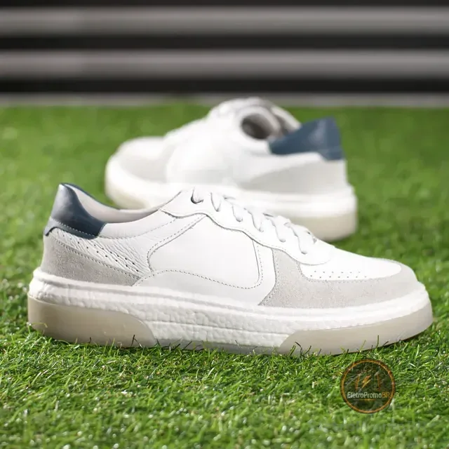 Tênis Democrata Denim Pulse Casual Leve Confortável Couro