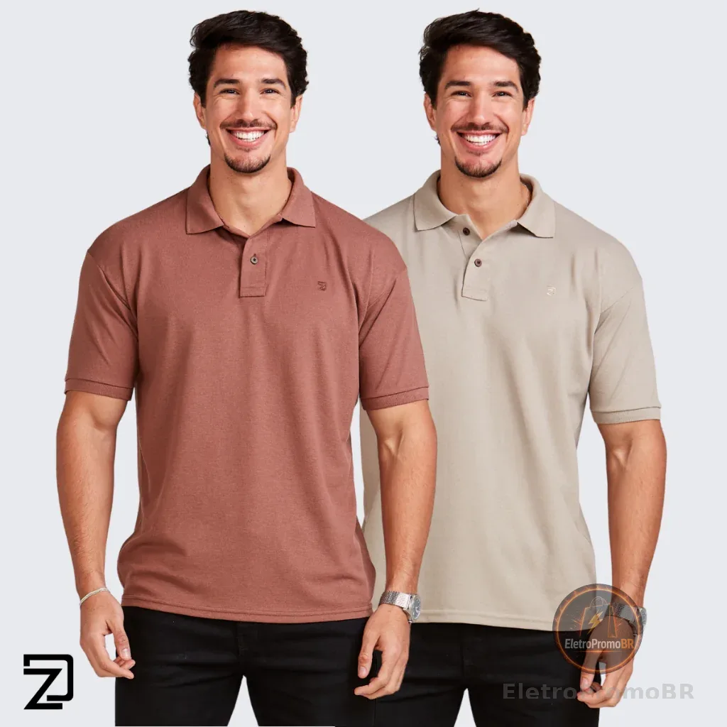 KIT 2 Camisas Polo Masculina Piquet