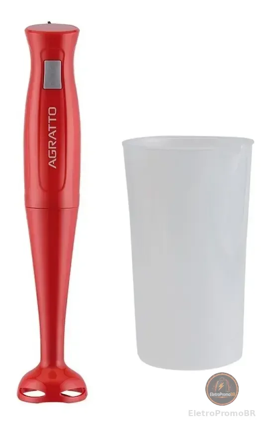 Mixer De Mão Agratto MXV-01 Com Copo 700ml Lâminas Em Aço Inoxidável Design Compacto Para Misturar Triturar E Preparar Receitas Rapidamente