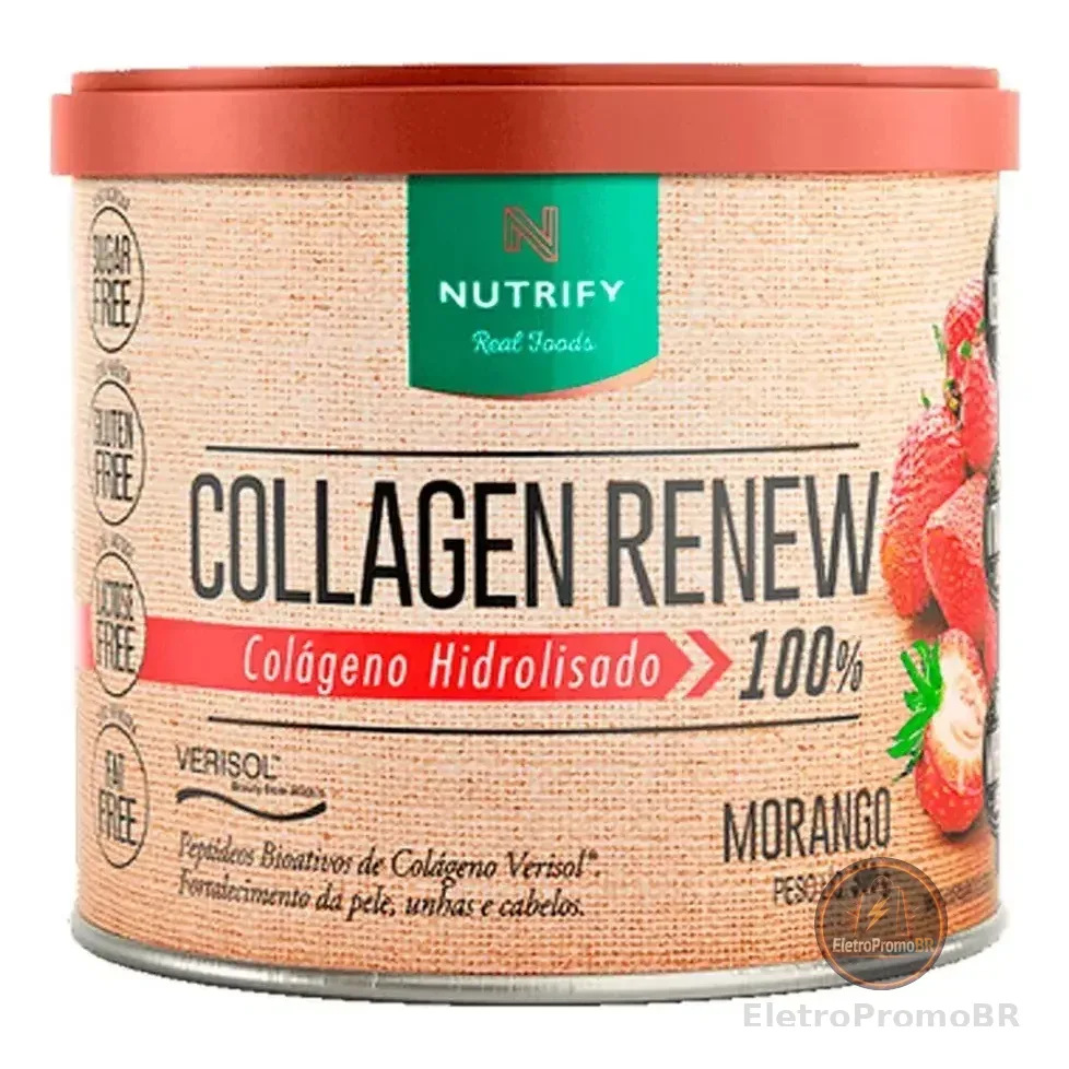 Colágeno Hidrolisado Collagen Renew Morango 300g Nutrify