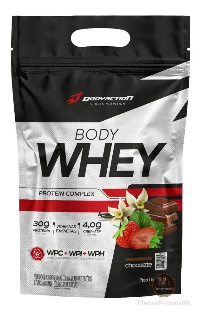 Whey Protein Body 900g Concentrado 3w Chocolate Bodyaction Chocolate