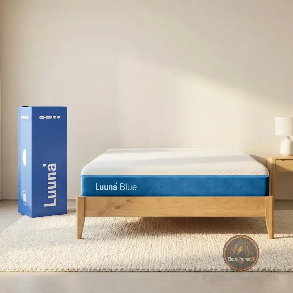 Colchão Casal Luuna Blue, Espuma 21 cm com Bloqueio de Movimento, 10 Anos de Garantia