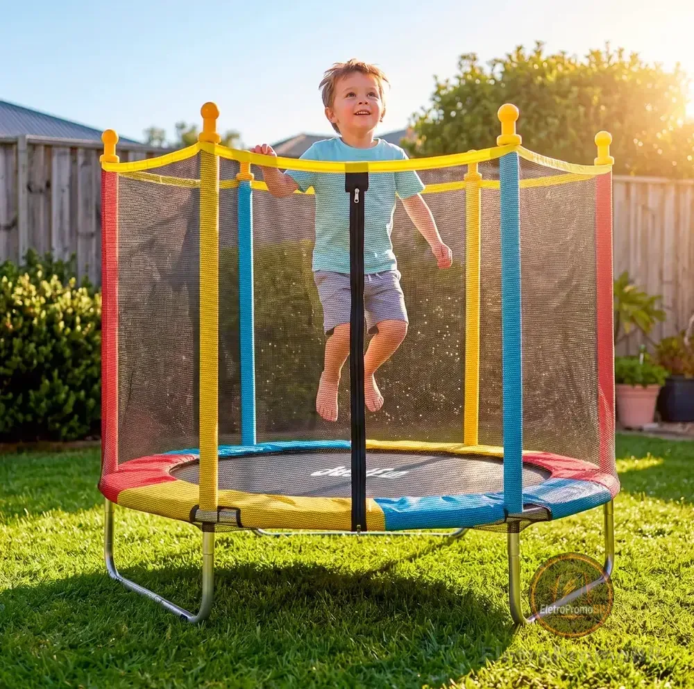 Cama Elástica Trampolim JustFun de 1,40 m para Crianças Colorida