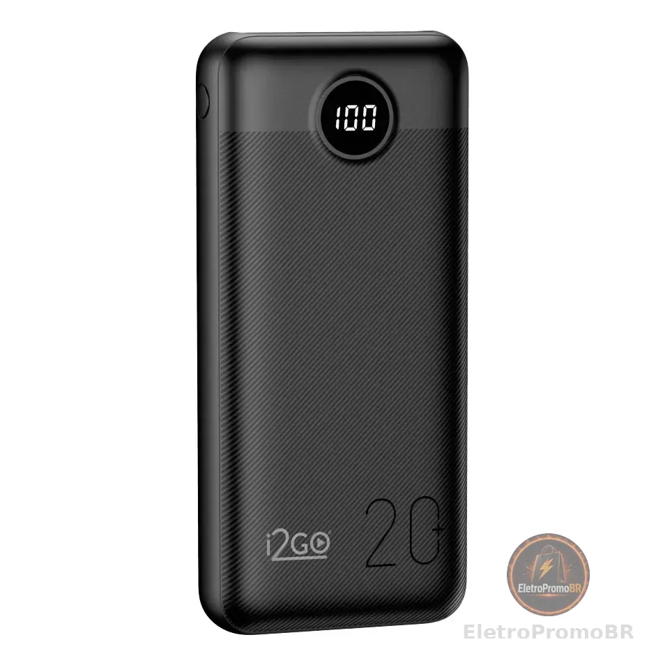 Carregador Portátil Power Bank Turbo I2go 20000mah 20w Com Display Digital Preto