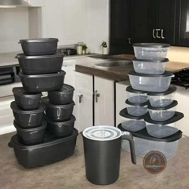 Super Kit 21 Peças Potes De Plástico Bpa Free Para Cozinha