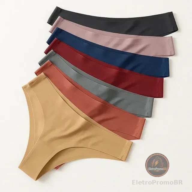 Kit 8 Calcinhas Tanga Sem Costura A Laser Cor Lisa Atacado