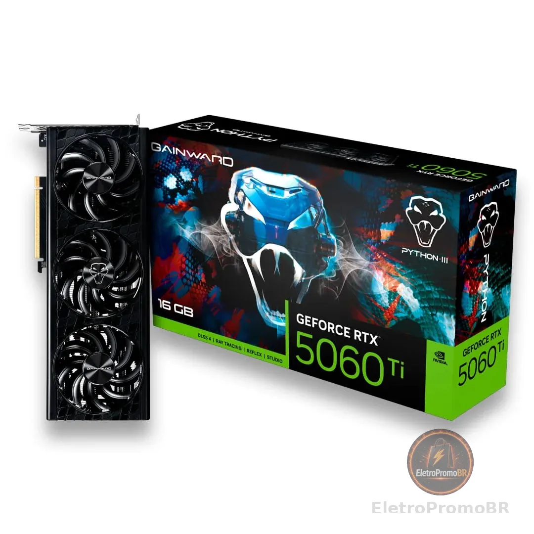 PLACA DE VIDEO NV RTX5060TI 16GB PYTHON III GDDR7 128BITS GAINWARD NE7506T019T1-GB2061T