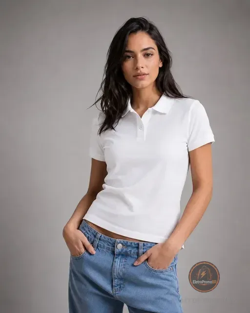 Camisa Gola Polo Feminina Básica Algodão Social Uniforme